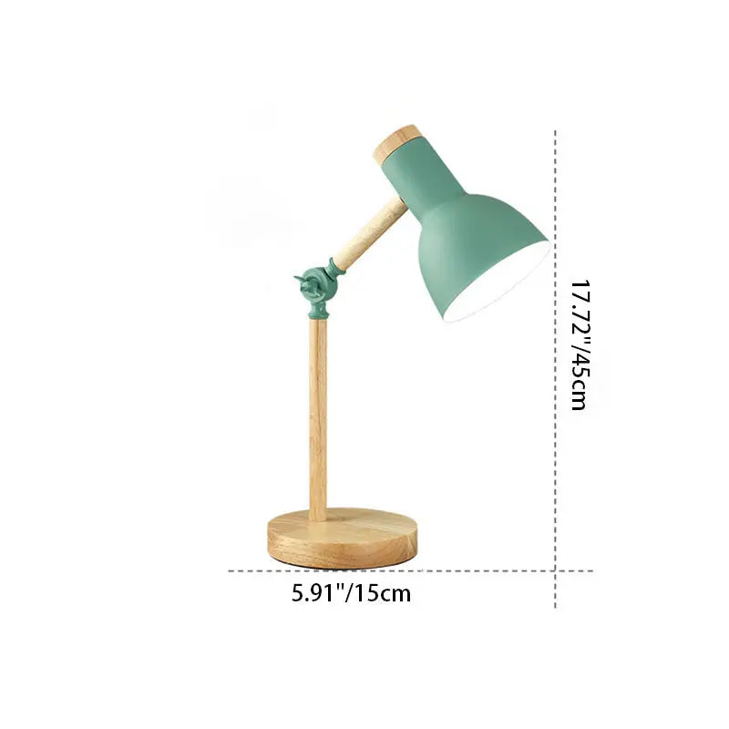 Contemporary Nordic Iron Semi-Circular Shade Wooden Base 1-Light Table Lamp For Study Cuvalon