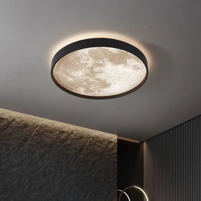 Nordic Creative Moon Round LED Flush Mount Ceiling Light Cuvalon