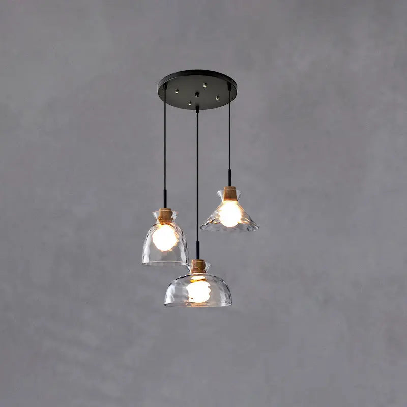 Nordic Clear Rippled Glass Shaded 1-Light Pendant Light Cuvalon