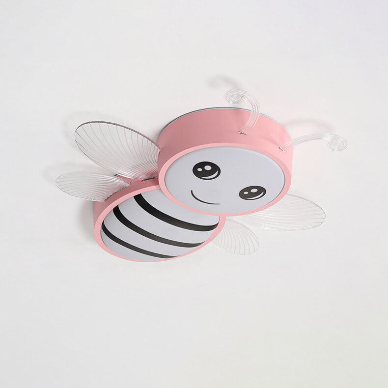 Contemporary Creative Kids Bee Iron Acrylic LED Flush Mount Ceiling Light For Bedroom Cuvalon