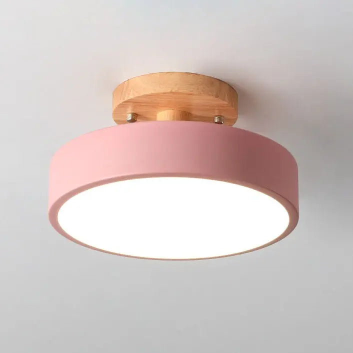 Nordic Log Round LED Semi-Flush Mount Ceiling Light Cuvalon