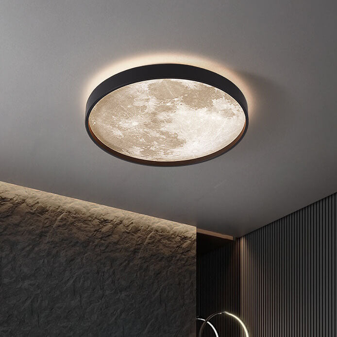 Nordic Creative Moon Round LED Flush Mount Ceiling Light Cuvalon