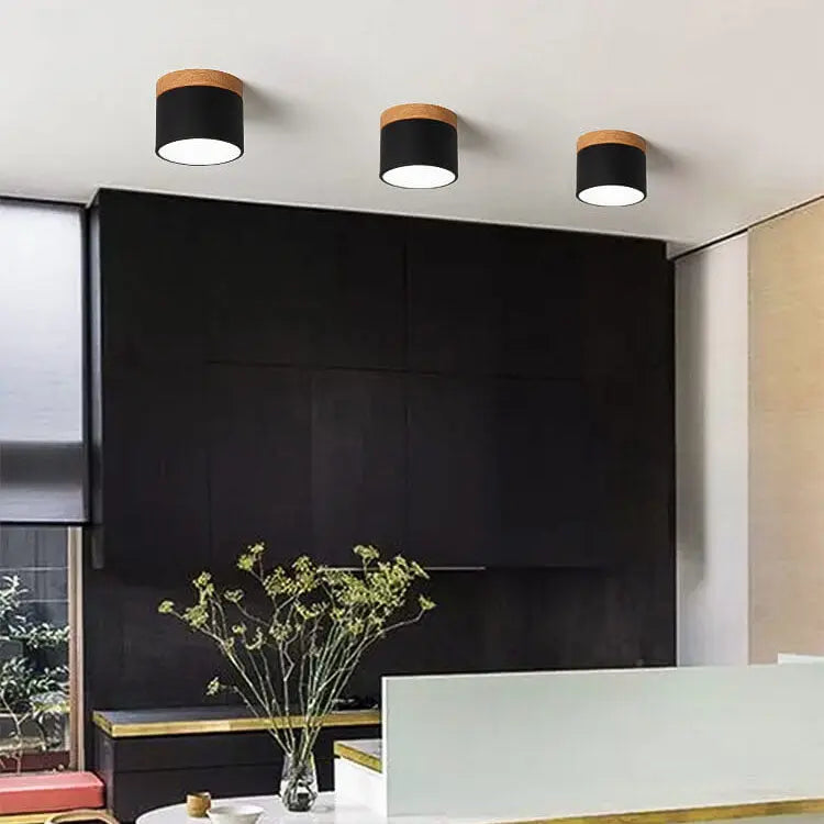 Scandinavian Macaroon Solid Color Log LED Flush Mount Ceiling Light Cuvalon