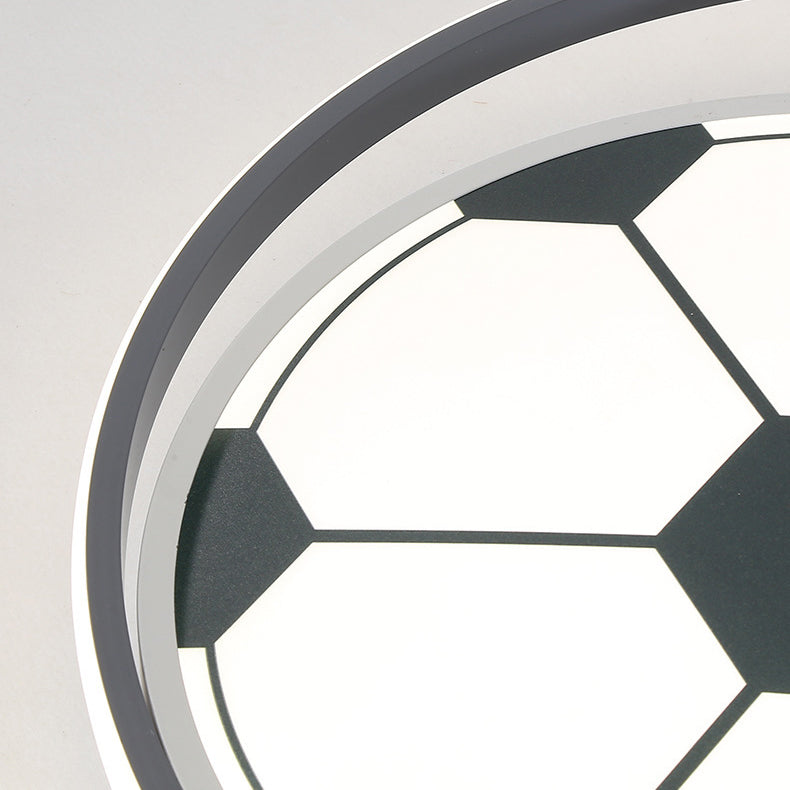 Contemporary Creative Cartoon Football Iron LED Kids Flush Mount Ceiling Light For Bedroom Cuvalon