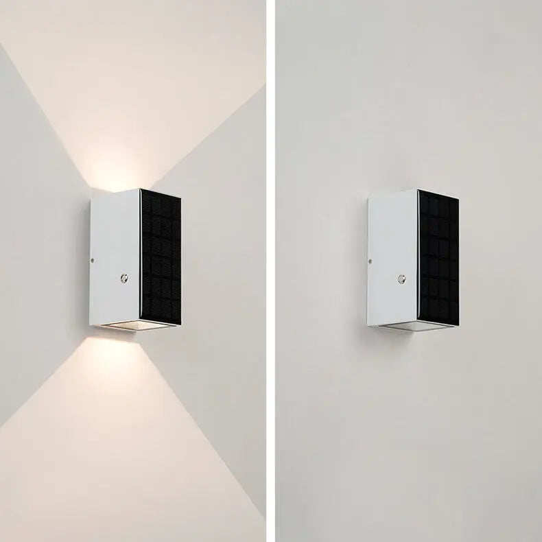 Modern Solar Black Rectangular Die-Cast Aluminum Solar LED Outdoor Wall Light Cuvalon