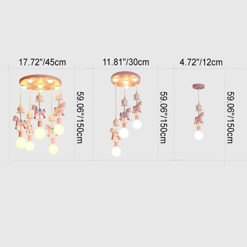 Modern Children's Carousel Eye Protection Resin Iron 1/7/11 Light Flush Mount Ceiling Light Cuvalon