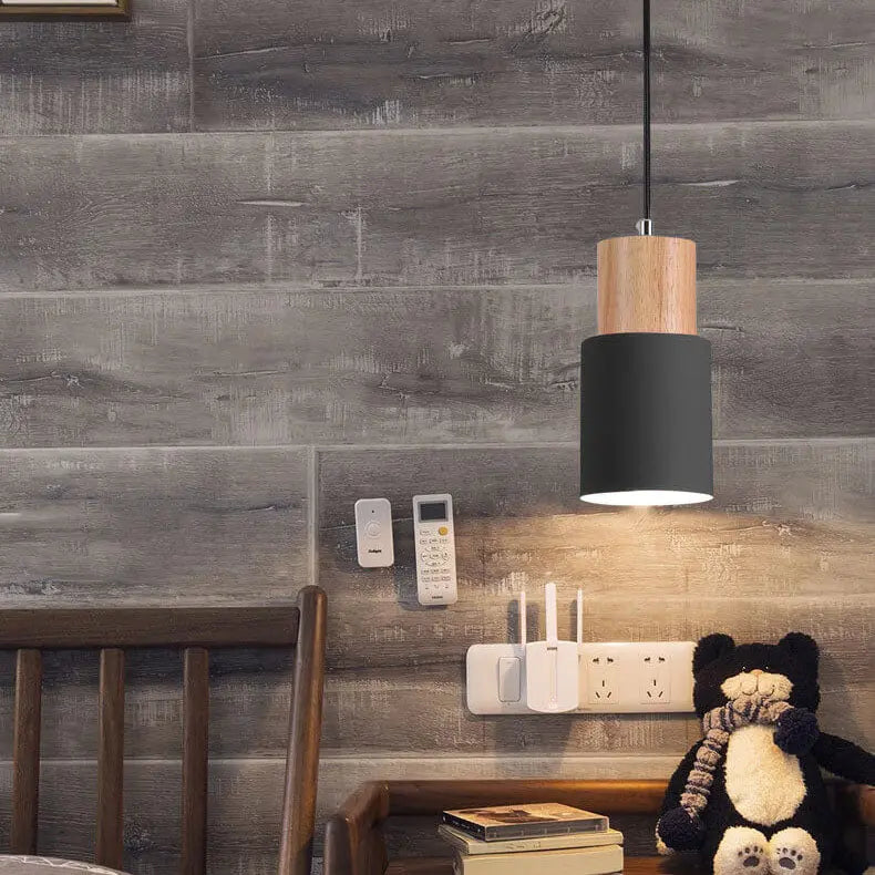 Nordic Macaron Cylinder Aluminum 1-Light Single LED Pendant Light Cuvalon