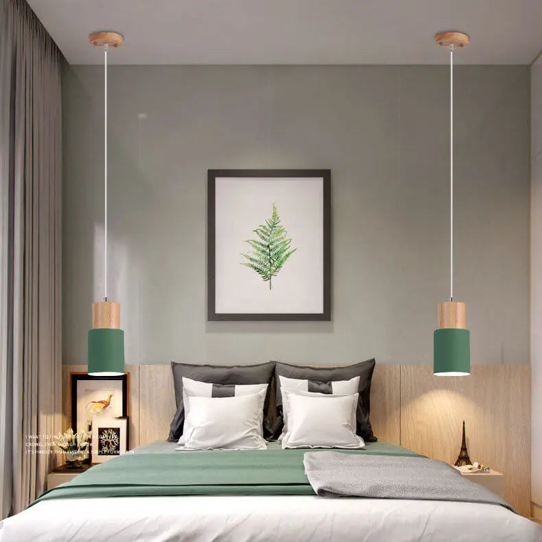 Nordic Macaron Cylinder Aluminum 1-Light Single LED Pendant Light Cuvalon