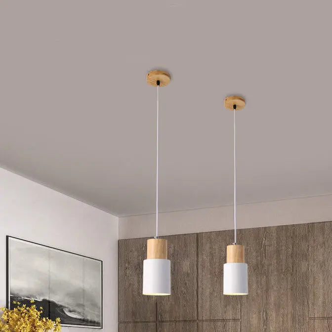 Nordic Macaron Cylinder Aluminum 1-Light Single LED Pendant Light Cuvalon