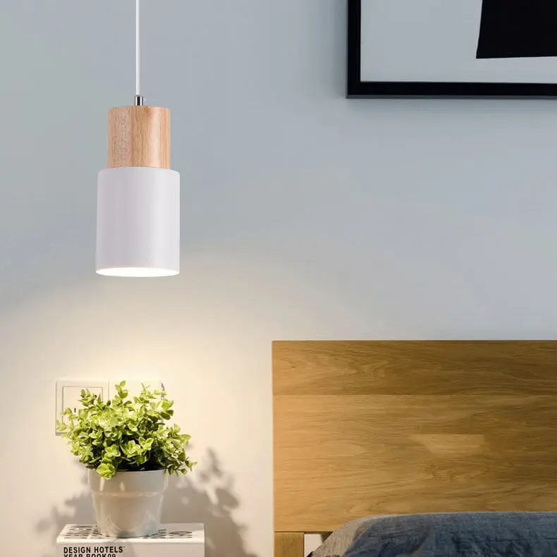 Nordic Macaron Cylinder Aluminum 1-Light Single LED Pendant Light Cuvalon