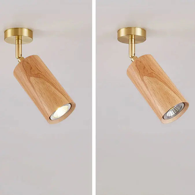Nordic Minimalist Walnut Wood Spotlight Linear Track 1/2/3/4 Light LED Semi-Flush Mount Ceiling Light Cuvalon
