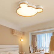 Nordic Wood Bear Shape LED Kids Flush Mount Ceiling Light Cuvalon