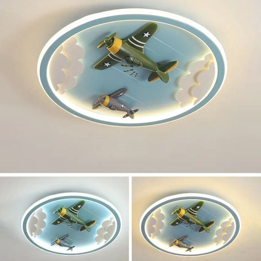 Modern Cartoon Resin Airplane Pegasus Acrylic Shade LED Kids Flush Mount Ceiling Light Cuvalon