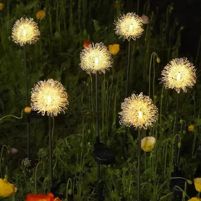 Solar Dandelion Aluminum Wire Globe Light LED Outdoor Waterproof Luminous Garden Insert Ground Landscape Light Cuvalon