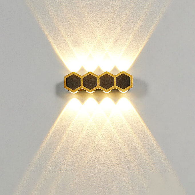 Outdoor Simple Hexagonal Combination Black Gold LED Wall Sconce Lamp Cuvalon