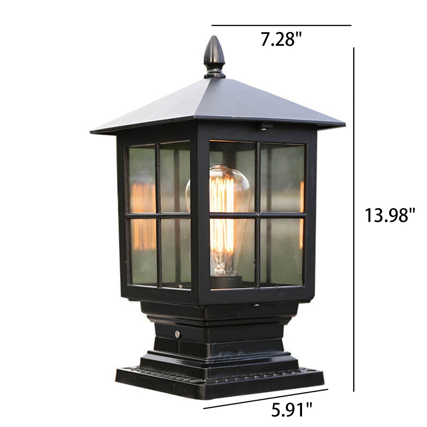European Outdoor Column Lantern Waterproof  Rustproof 1-Light Patio Light Cuvalon