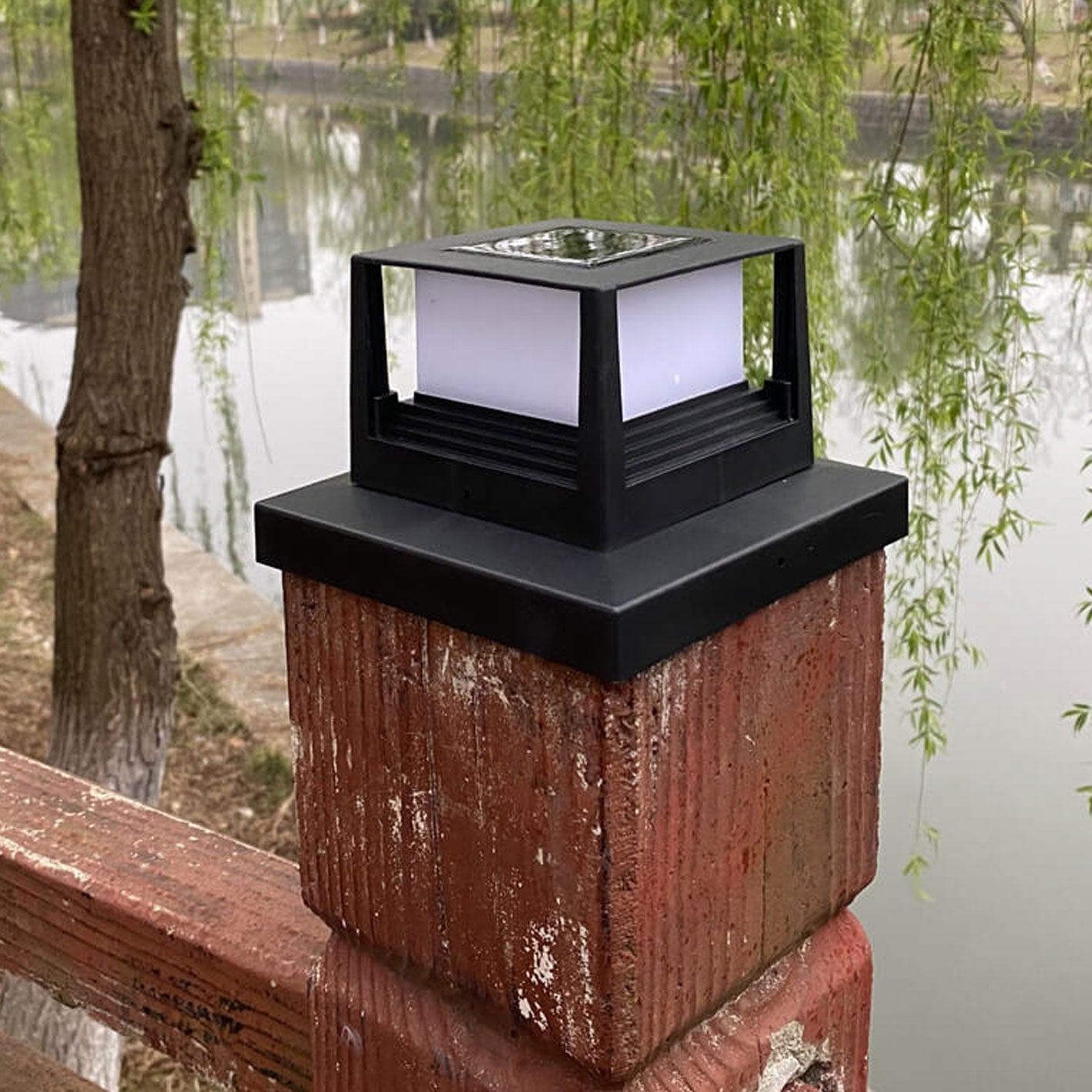 Outdoor Solar Pillar Head Light Square Pillar Head Light Garden Light Cuvalon