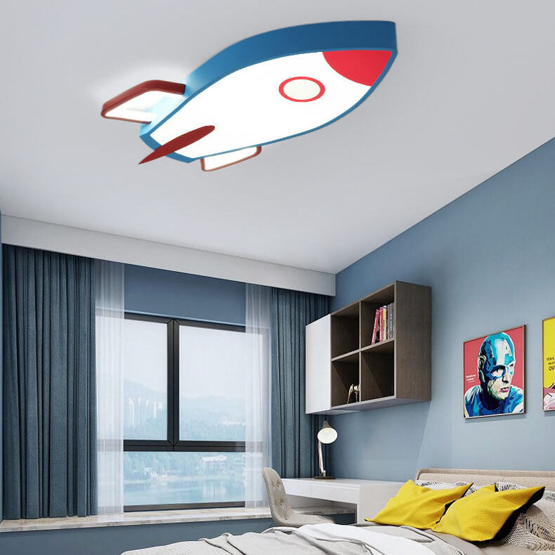 Cartoon Rocket-shaped Aluminum LED Flush Mount Ceiling Light Cuvalon