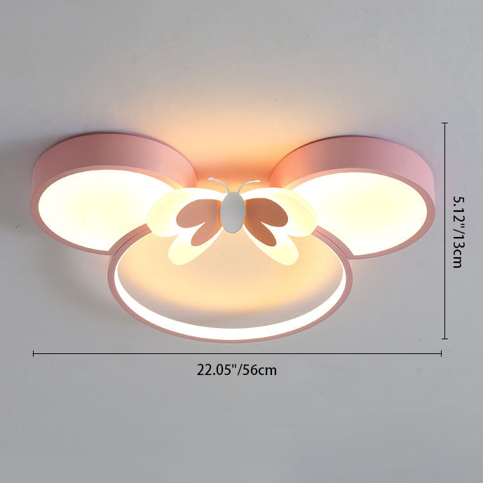 Modern Creative Minimalist Wrought Iron Cartoon Mouse LED Flush Mount Ceiling Light Cuvalon