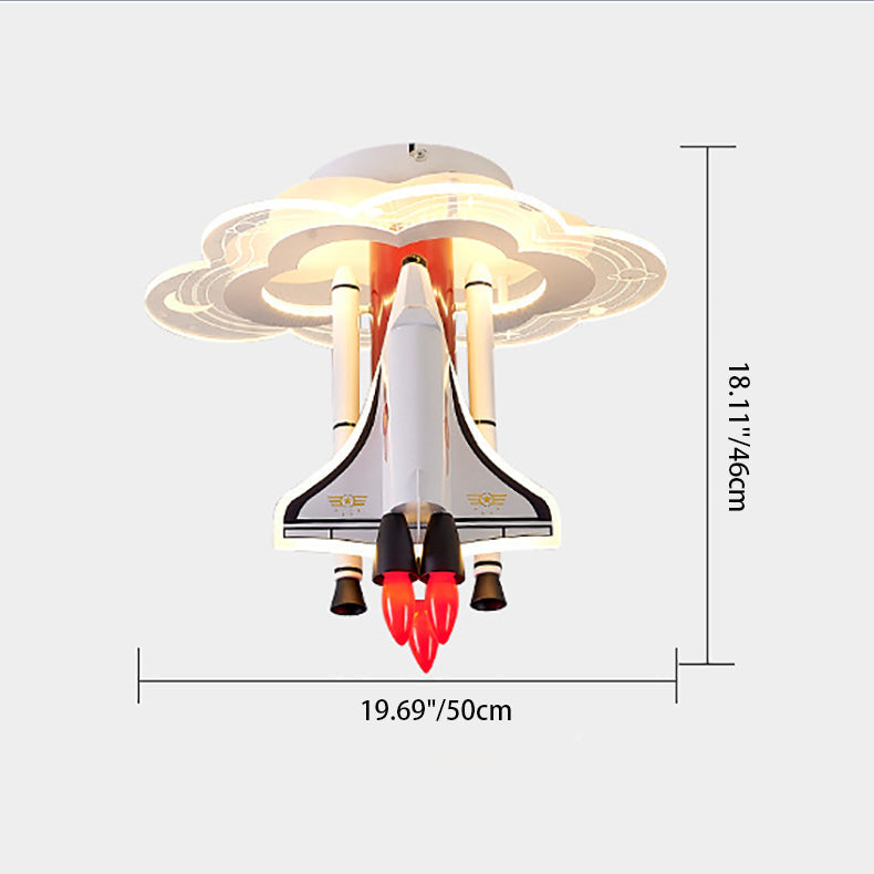Contemporary Creative Iron Cartoon Aerospace Rocket Acrylic LED Kids Flush Mount Ceiling Light For Living Room Cuvalon