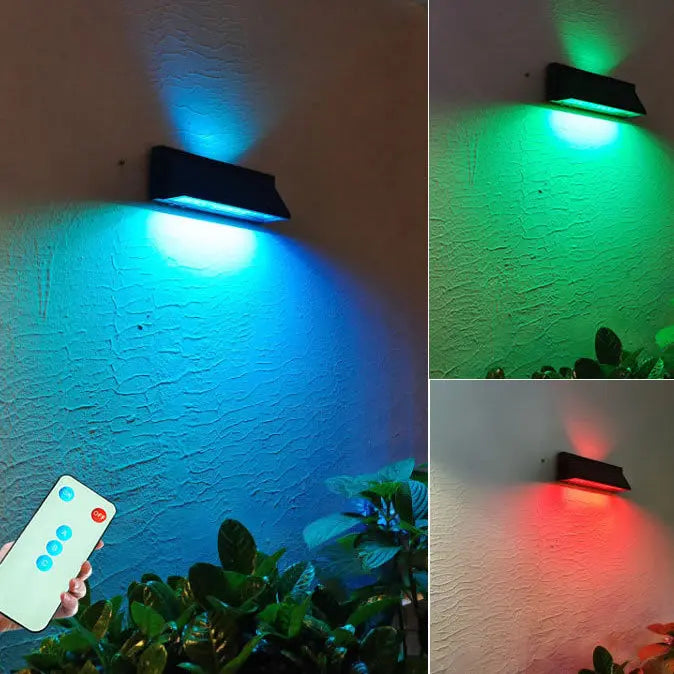Outdoor Solar Waterproof Rectangular Slant LED Patio Wall Sconce Lamp Cuvalon