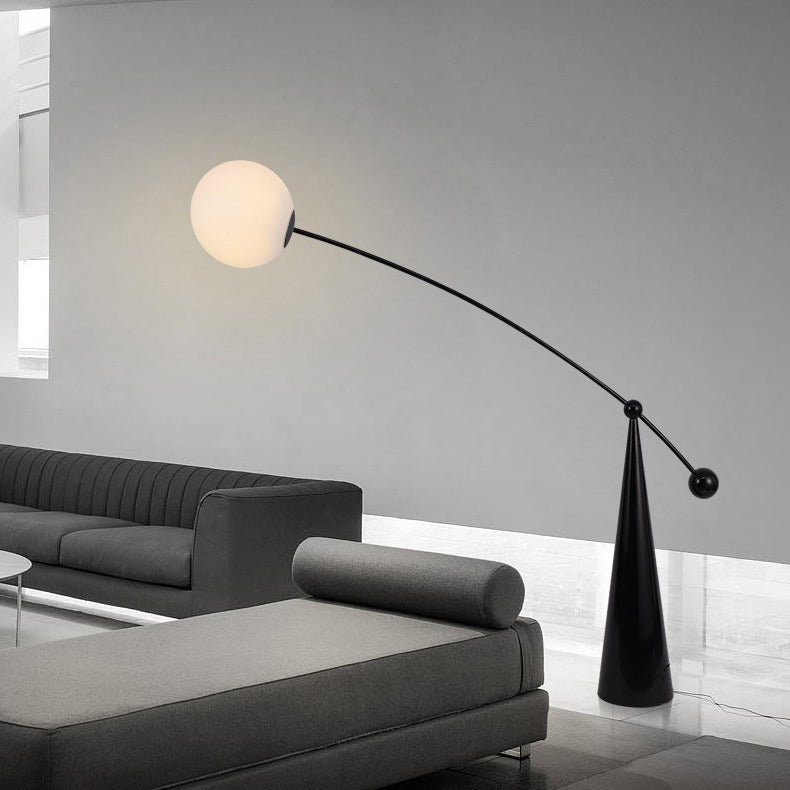 Contemporary Creative Tapered Base Fishing Rod Orb Iron Glass 1-Light Standing Floor Lamp For Living Room Cuvalon