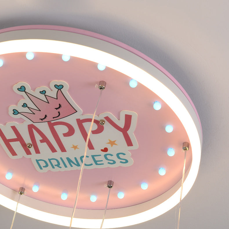 Contemporary Creative Cartoon Princess Elsa Acrylic Round Shade LED Flush Mount Ceiling Light For Bedroom Cuvalon