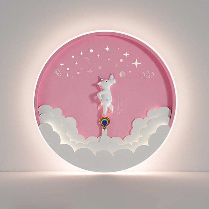 Modern Creative Cartoon Rocket Round LED Kids Flush Mount Ceiling Light Cuvalon