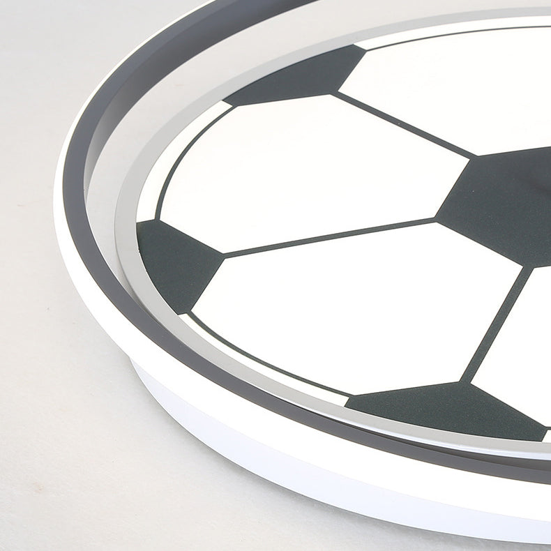 Contemporary Creative Cartoon Football Iron LED Kids Flush Mount Ceiling Light For Bedroom Cuvalon