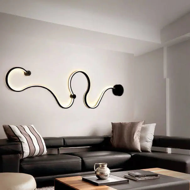 Modern Long Aluminum Snake Shaped 1-Light Curved LED Wall Sconce Lamp Cuvalon