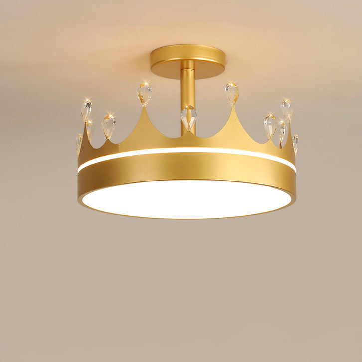 Cartoon Creative Crown LED Kids Semi-Flush Mount Ceiling Light Cuvalon