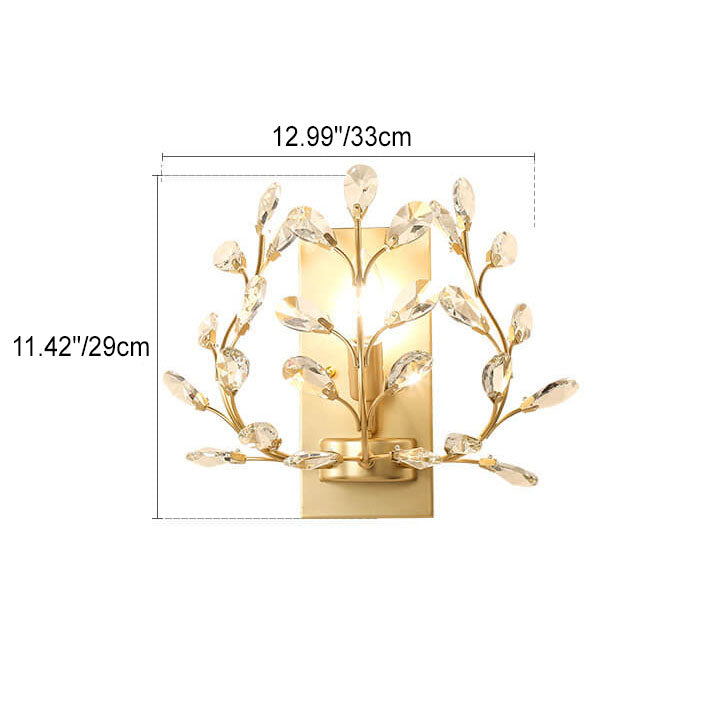 Modern Creative Light Luxury Crystal Leaf 1-Light Wall Sconce Lamp Cuvalon