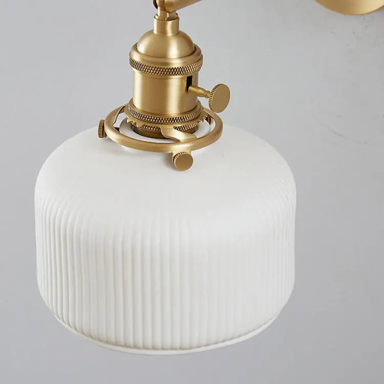 Modern Minimalist Striped Ceramic Jar 1-Light Wall Sconce Lamp Cuvalon