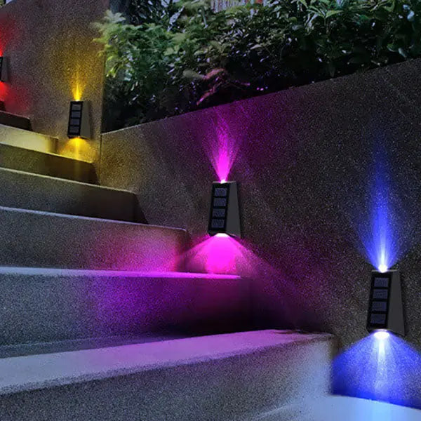 Solar Simple Trapezoid Outdoor RGB Patio LED Wall Sconce Lamp Cuvalon
