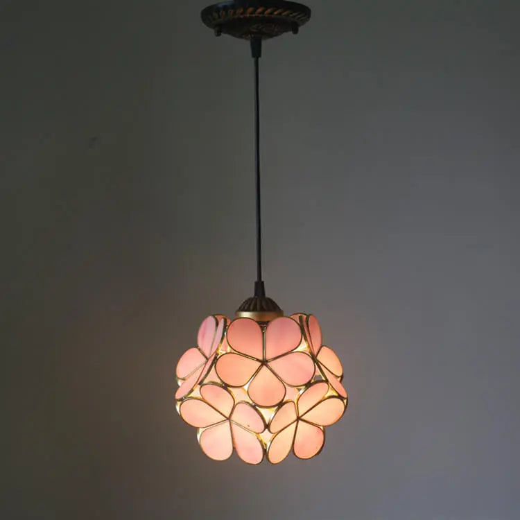 Vintage Stained Glass Petal 1-Light Pendant Light Cuvalon