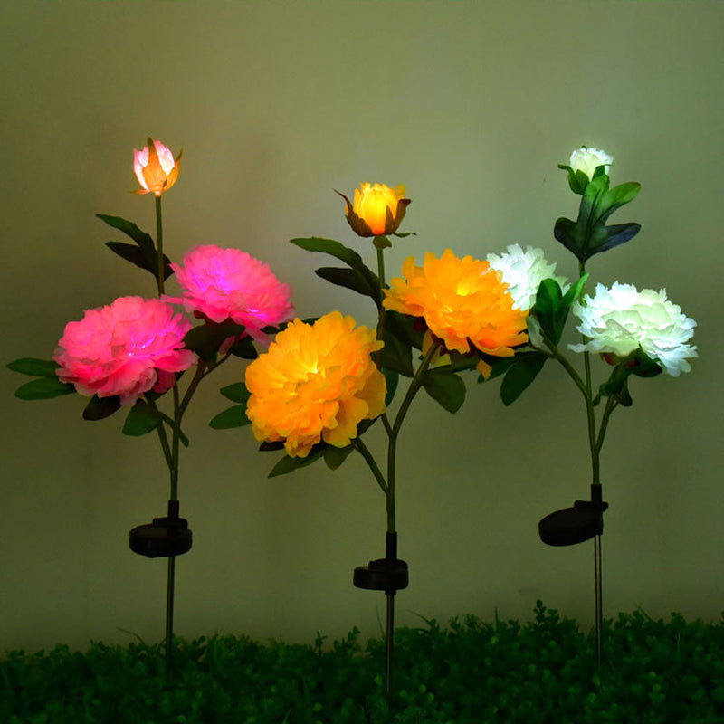 Contemporary Creative Solar Peony Flower LED Waterproof Lawn Landscape Insert Light For Outdoor Patio Cuvalon