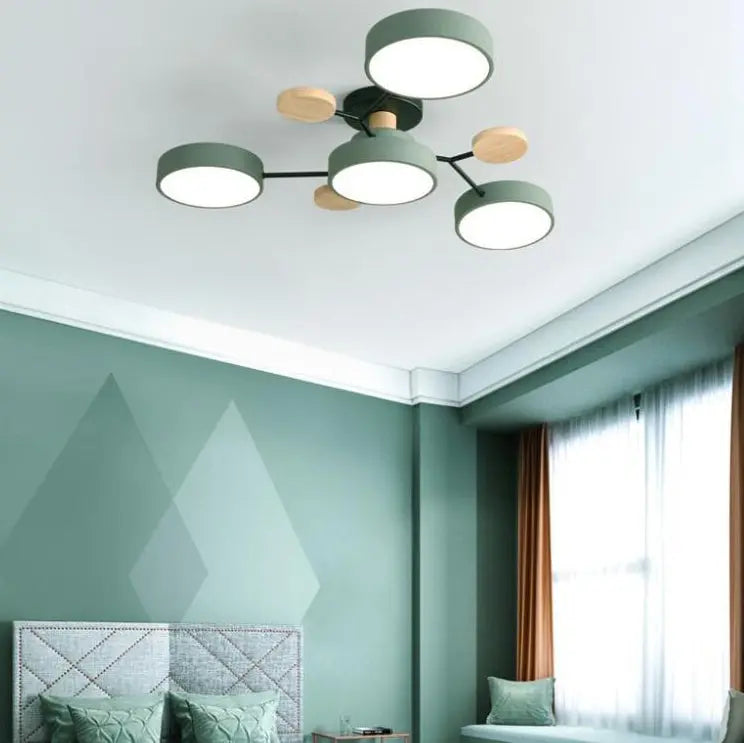 Contemporary Scandinavian Round Molecule Branch Design LED Semi-Flush Mount Ceiling Light For Living Room Cuvalon