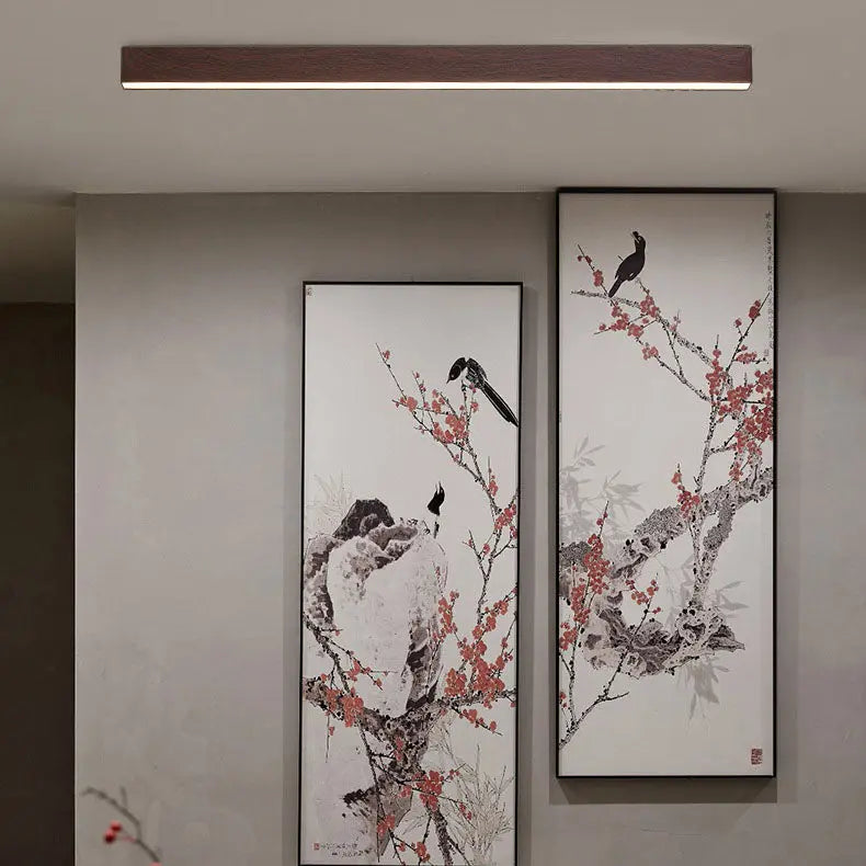 Modern Minimalist Wood Grain Aluminum Strips LED Flush Mount Ceiling Light Cuvalon