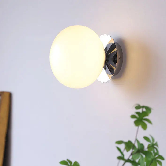Modern Vintage Minimalist Iron Glass Round Head 1-Light Wall Sconce Lamp Cuvalon