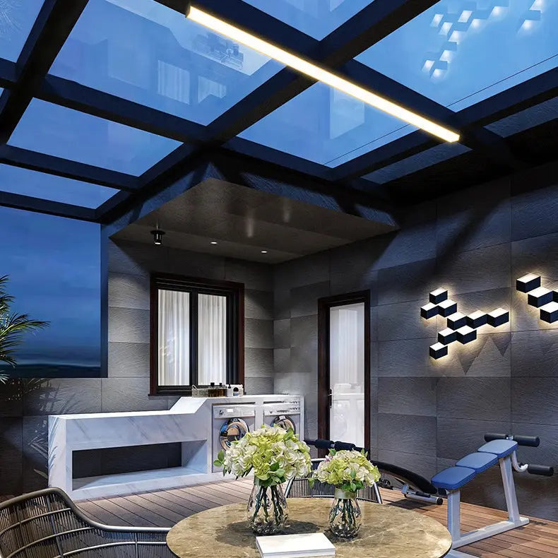 Modern Minimalist Long Rectangle Aluminum PC LED Flush Mount Ceiling Light For Outdoor Patio Cuvalon