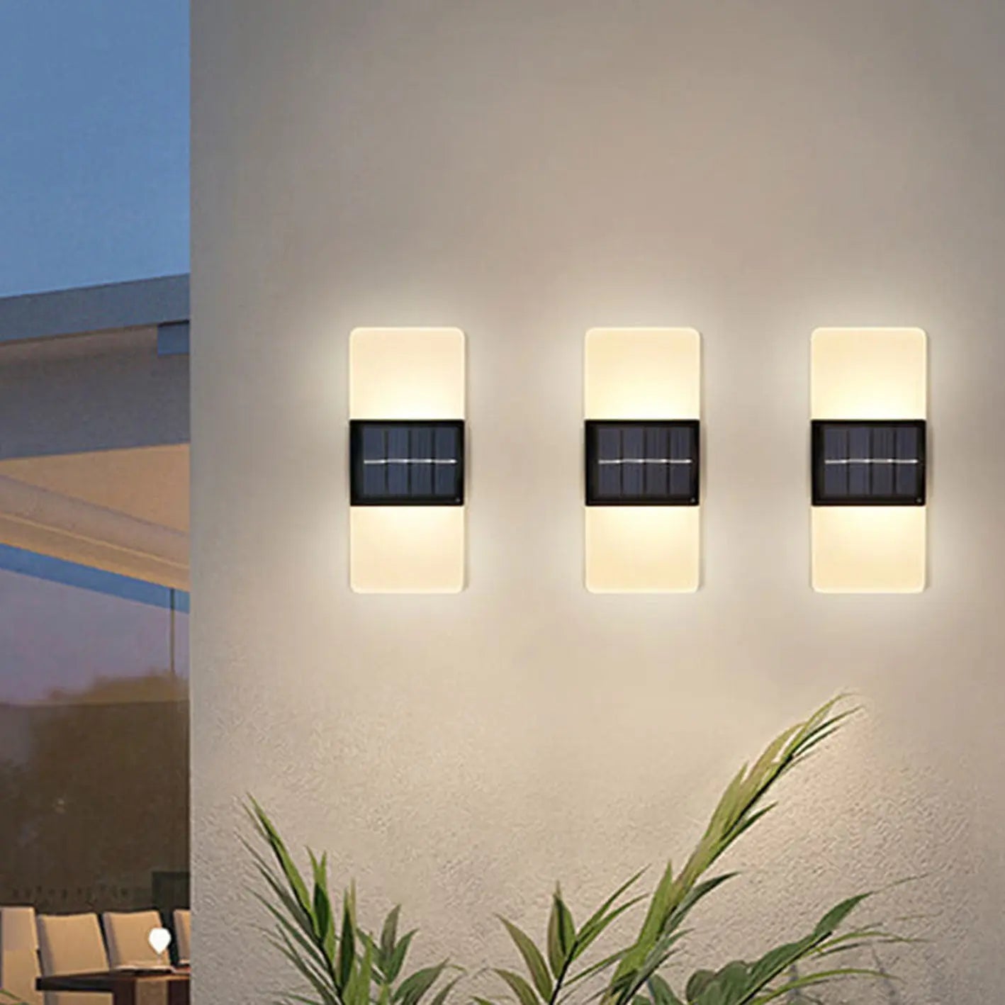 Courtyard Waterproof Acrylic LED Solar Wall Sconce Lamp Outdoor Light Cuvalon