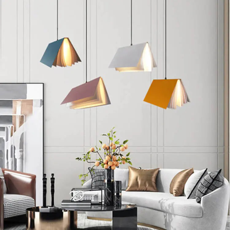 Flying Book 1-Light Metal PVC Book Shade Pendant Light Cuvalon