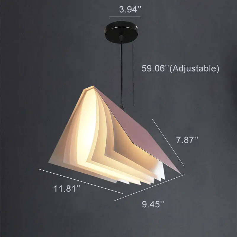 Flying Book 1-Light Metal PVC Book Shade Pendant Light Cuvalon