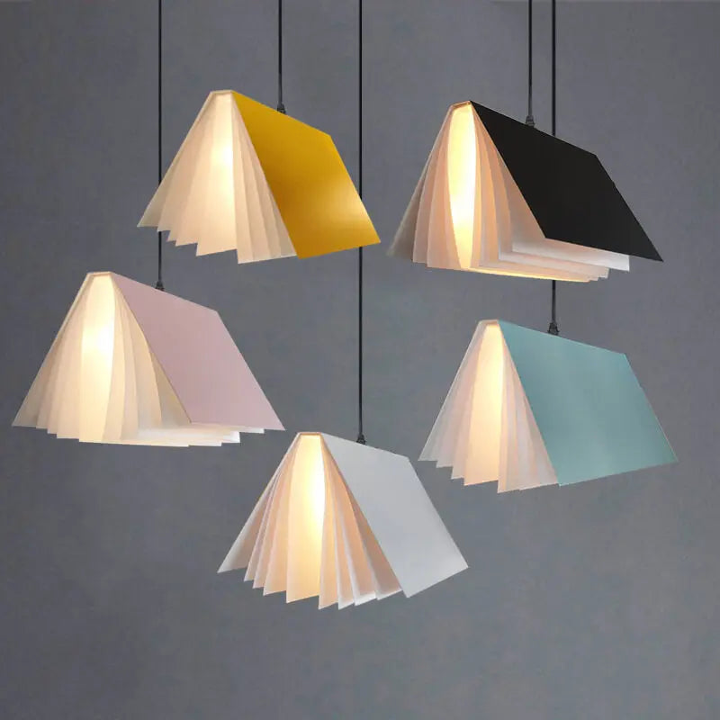 Flying Book 1-Light Metal PVC Book Shade Pendant Light Cuvalon