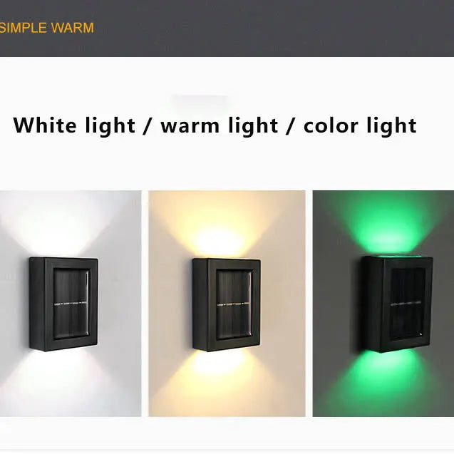 Solar Square Up and Down Lighted LED Outdoor Waterproof Garden Wall Sconce Lamp Cuvalon