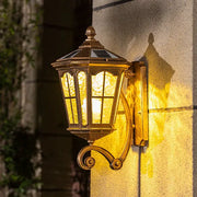 European Solar Outdoor Lantern Aluminum Glass Waterproof 1-Light Wall Sconce Lamp Cuvalon