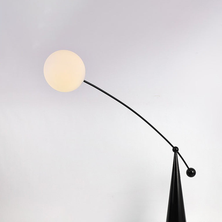 Contemporary Creative Tapered Base Fishing Rod Orb Iron Glass 1-Light Standing Floor Lamp For Living Room Cuvalon