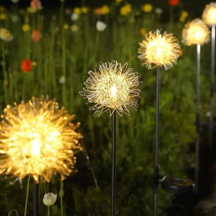 Solar Dandelion Aluminum Wire Globe Light LED Outdoor Waterproof Luminous Garden Insert Ground Landscape Light Cuvalon