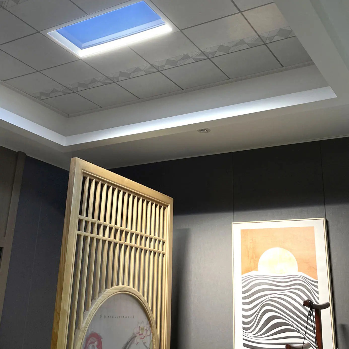 Modern Minimalist Smart Blue Sky Metal LED Flush Mount Ceiling Light for Living Room Cuvalon