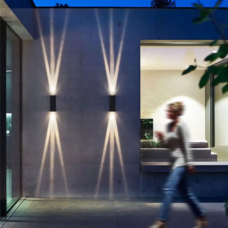 Modern Aluminum Lens Outdoor Patio Double-headed LED Wall Sconce Lamp Cuvalon